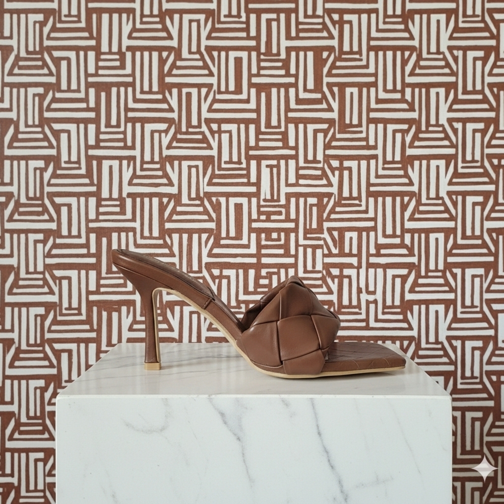 Woven Slide Sandal - Brown